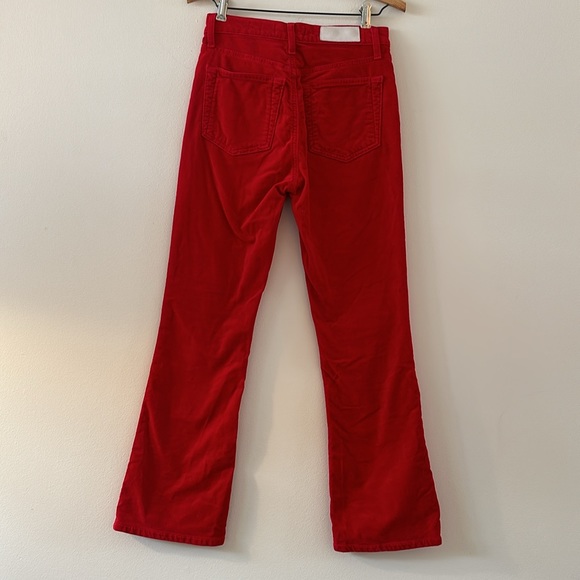 RE/DONE, RE/DONE Originals Velvet Crop Kick Flare Jeans In Red, Size 25 - Picture 2 of 10
